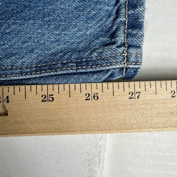 American Eagle Jeans Women's 16R Mom Straight Jean Blue Faded Distressed Denim - Picture 12 of 16